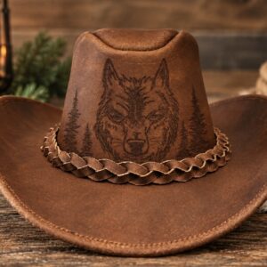 Custom Hand Burned Leather Cowboy Hats