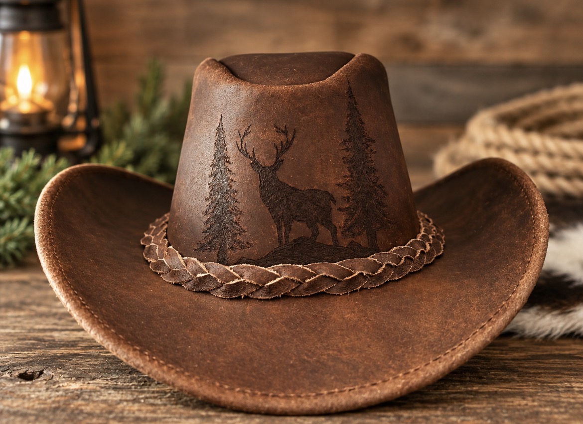 Custom Hand Burned Leather Cowboy Hats - Image 2