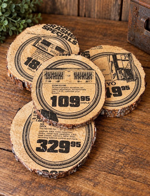 Vintage Sunday Sun Newspaper Wooden Coasters – February 28, 1982